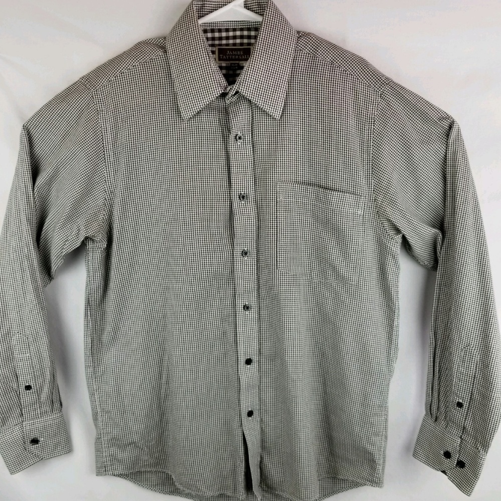 James Tatersall Mens Brown Houndstooth Dress Shirt